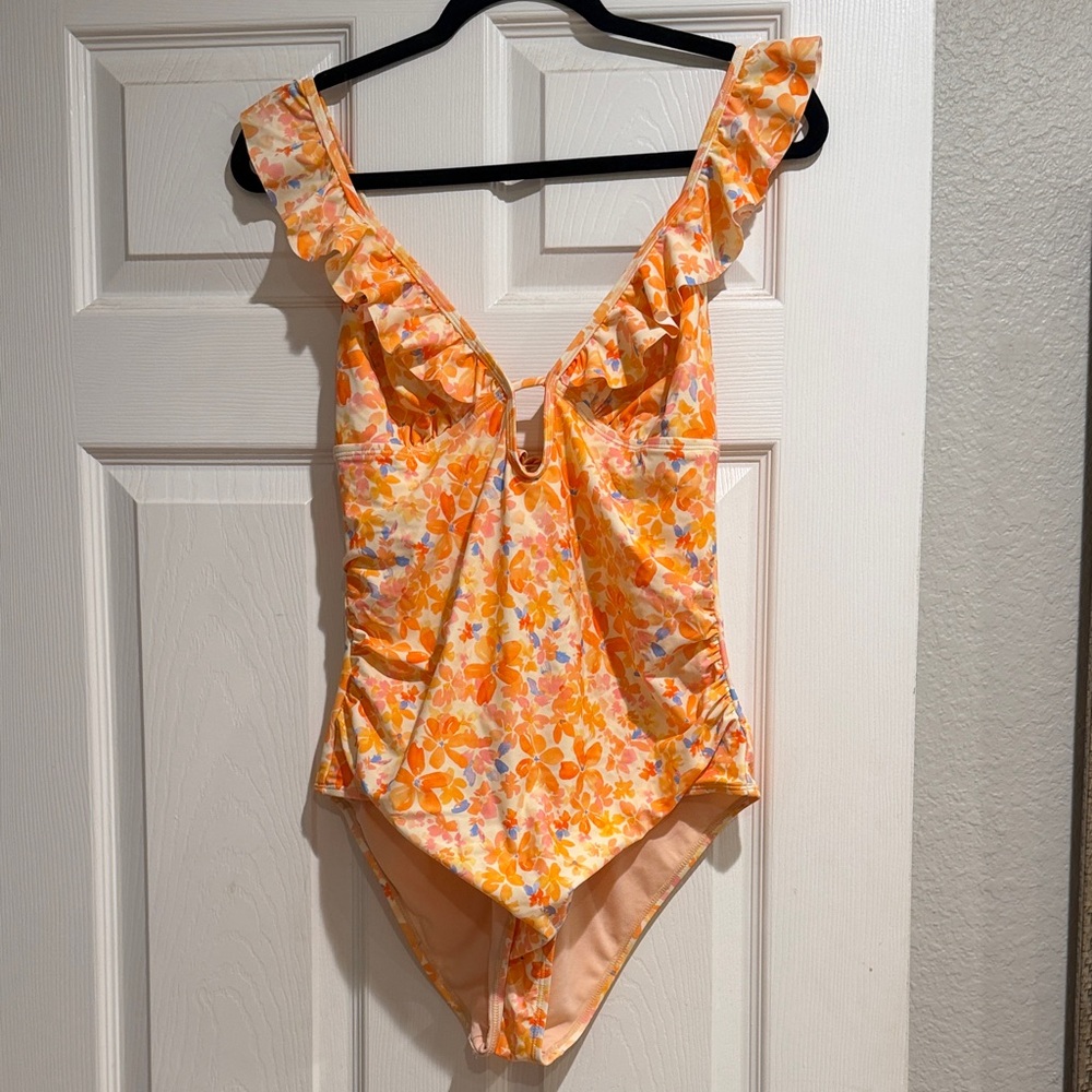 Cupshe Orange Floral One Piece Swimsuit